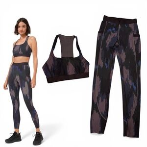 Lululemon Matching Set Robert Geller Washed Camo Indigo  Bra & Leggings